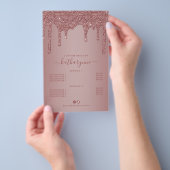 Elegante Roze Gouden Glitter Drips Prijslijst Flyer (Hand)