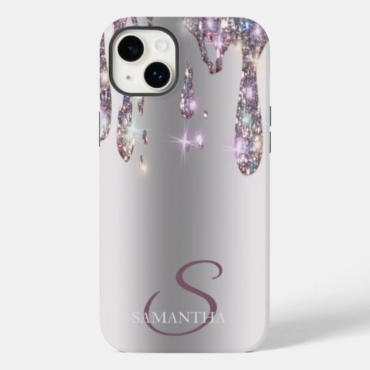 Elegante Roze Gouden Glitter Druppels Case-Mate iPhone Case (Achterkant)
