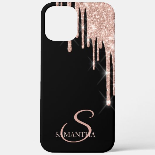 Elegante Roze Gouden Glitter Druppels Case-Mate iPhone Case (Achterkant)