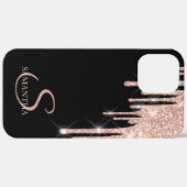 Elegante Roze Gouden Glitter Druppels Case-Mate iPhone Case (Achterkant (horizontaal))