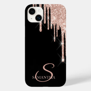 Elegante Roze Gouden Glitter Druppels Case-Mate iPhone 14 Plus Hoesje