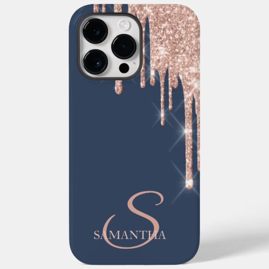 Elegante Roze Gouden Glitter Druppels Case-Mate iPhone Case (Achterkant)