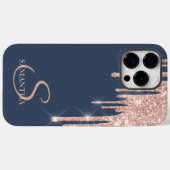 Elegante Roze Gouden Glitter Druppels Case-Mate iPhone Case (Achterkant (horizontaal))