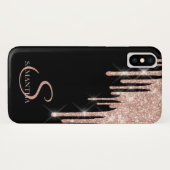 Elegante Roze Gouden Glitter Druppels Case-Mate iPhone Case (Achterkant (horizontaal))