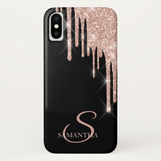 Elegante Roze Gouden Glitter Druppels Case-Mate iPhone Case (Achterkant)