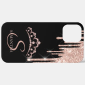 Elegante Roze Gouden Glitter Druppels Diamanten Ti Case-Mate iPhone Case (Achterkant (horizontaal))