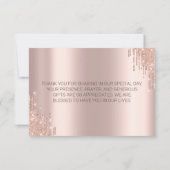 Elegante Roze Gouden Glitter Druppels Gouden Harte Bedankkaart (Achterkant)