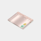 Elegante Roze Gouden Glitter Druppels GroeneAnanas Post-it® Notes (Schuin)