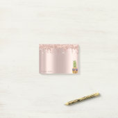 Elegante Roze Gouden Glitter Druppels Koele Ananas Post-it® Notes (Op bureau)