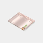 Elegante Roze Gouden Glitter Druppels Koele Ananas Post-it® Notes (Schuin)