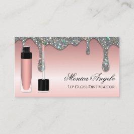 Elegante Roze Gouden Glitter Druppels Lip Gloss Th Visitekaartje