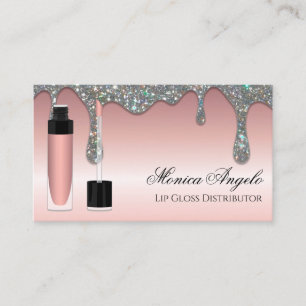Elegante Roze Gouden Glitter Druppels Lip Gloss Th Visitekaartje