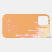 Elegante Roze Gouden Glitter Druppels Oranje Case-Mate iPhone Case (Achterkant (horizontaal))