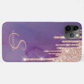 Elegante Roze Gouden Glitter Druppels,Paars Case-Mate iPhone Case (Achterkant (horizontaal))