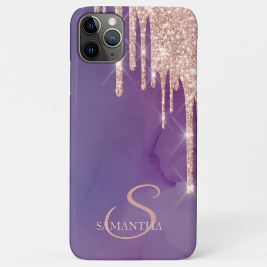 Elegante Roze Gouden Glitter Druppels,Paars Case-Mate iPhone Case (Achterkant)
