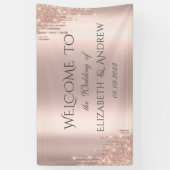 Elegante Roze Gouden Glitter Druppels Spandoek (Verticaal)