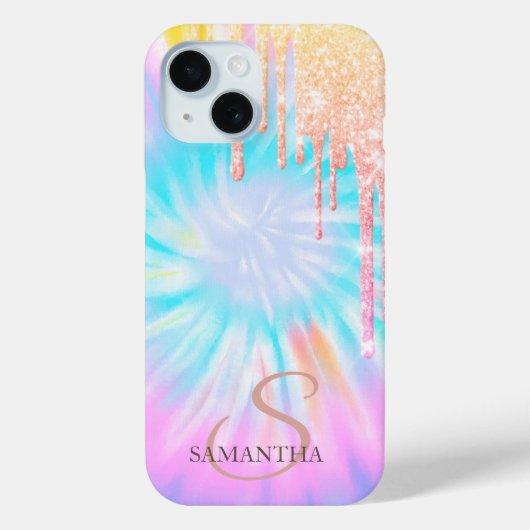 Elegante Roze Gouden Glitter Druppels Tie Dye Case-Mate iPhone Case (Achterkant)
