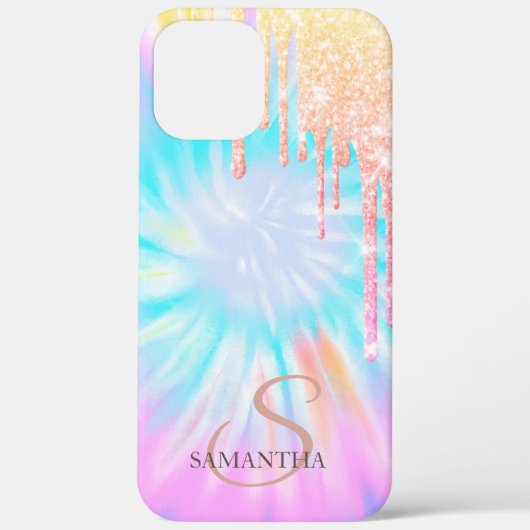 Elegante Roze Gouden Glitter Druppels Tie Dye Case-Mate iPhone Case (Achterkant)