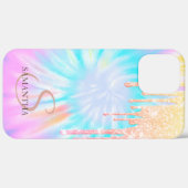 Elegante Roze Gouden Glitter Druppels Tie Dye Case-Mate iPhone Case (Achterkant (horizontaal))