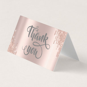 Elegante Roze Gouden Glitter Druppels Visitekaartje