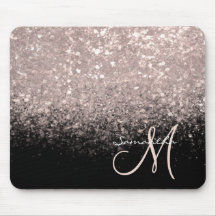 Elegante roze gouden glitter en zwart monogram