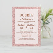 Elegante Roze Gouden Glitter Gezamenlijke Verjaard Kaart (Staand voorkant)
