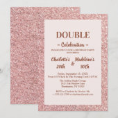 Elegante Roze Gouden Glitter Gezamenlijke Verjaard Kaart (Voorkant / Achterkant)