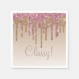Elegante Roze Gouden Glitter Glam Schrift Meisjesa Servet