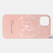 Elegante Roze Gouden Glitter Monogram Case-Mate iPhone Case (Achterkant (horizontaal))