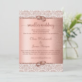 Elegante Roze Gouden Glitter Monogram Kleinere Tro Kaart (Staand voorkant)
