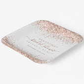 Elegante Roze Gouden Glitter Naam Datum Bruidsfees Papieren Bordje (Gebogen)