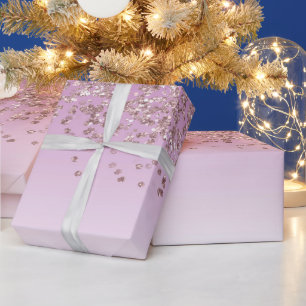 Elegante Roze Gouden Glitter Ombre Cascaderende  Cadeaupapier