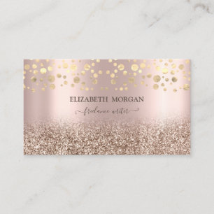 Elegante Roze Gouden Glitter Ombre Confetti Visitekaartje