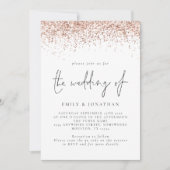Elegante Roze Gouden Glitter QR Code Trouwen Kaart (Voorkant)