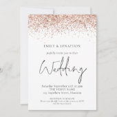 Elegante Roze Gouden Glitter QR Code Trouwen Kaart (Voorkant)