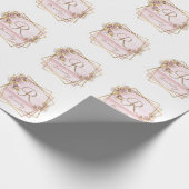 Elegante Roze Gouden Glitter Roos Monogram Cadeaupapier (Hoek)
