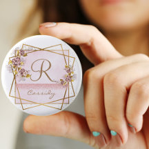 Elegante Roze Gouden Glitter Roos Monogram