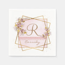 Elegante Roze Gouden Glitter Roos Monogram