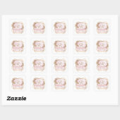 Elegante Roze Gouden Glitter Roos Monogram  Vierkante Sticker (Vel)