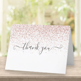 Elegante Roze Gouden Glitter Schrift Bedankkaart