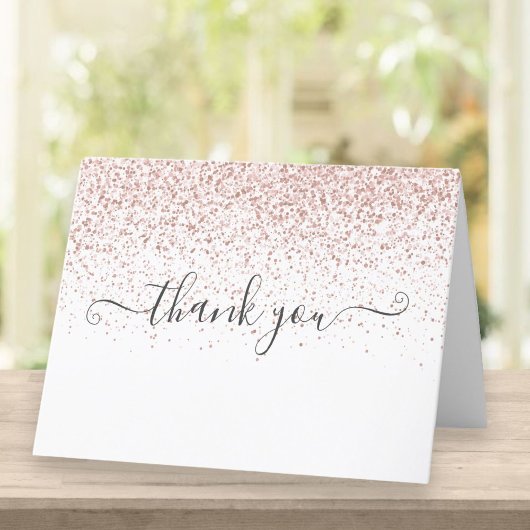 Elegante Roze Gouden Glitter Schrift Bedankkaart