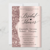 Elegante Roze Gouden Glitter Script Bruidsdouche Kaart (Voorkant)
