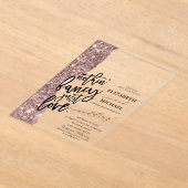 Elegante Roze Gouden Glitter Script Bruiloft Acryl Uitnodigingen (Laagn)