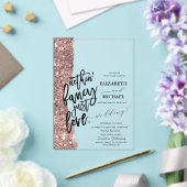 Elegante Roze Gouden Glitter Script Bruiloft Acryl Uitnodigingen (Insitu (Huwelijk))