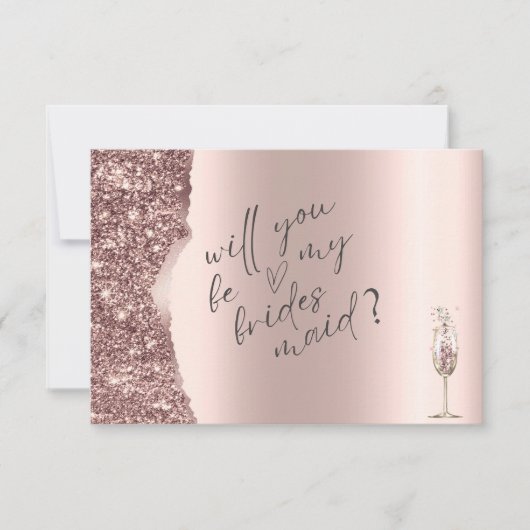 Elegante Roze Gouden Glitter Script Kaart (Voorkant)