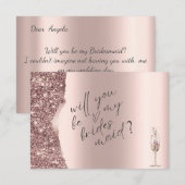 Elegante Roze Gouden Glitter Script Kaart (Voorkant / Achterkant)