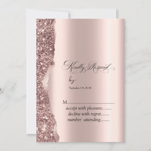Elegante Roze Gouden Glitter Script Kaart (Voorkant)