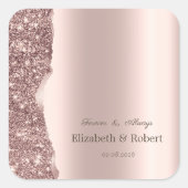 Elegante Roze Gouden Glitter Script Vierkante Sticker (Voorkant)