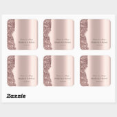 Elegante Roze Gouden Glitter Script Vierkante Sticker (Vel)