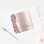 Elegante Roze Gouden Glitter Script Vierkante Sticker (Envelop)